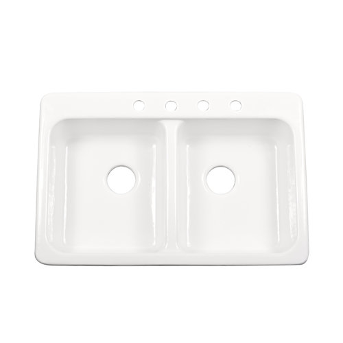 CECO Daytona 33'' L DropIn Double Bowl Cast Iron Kitchen Sink Wayfair